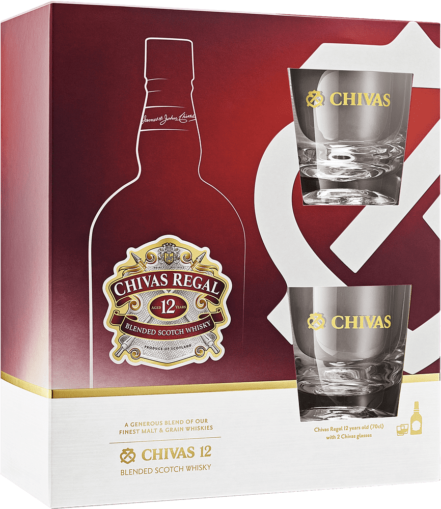 Whiskey "Chivas Regal 12" 0.7l + 2 glasses
