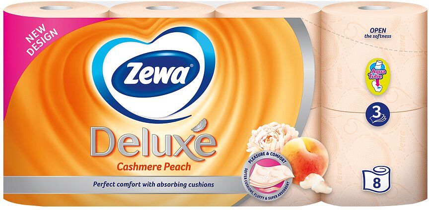 Туалетная бумага " Zewa cashmere Deluxe" с ароматом персика 