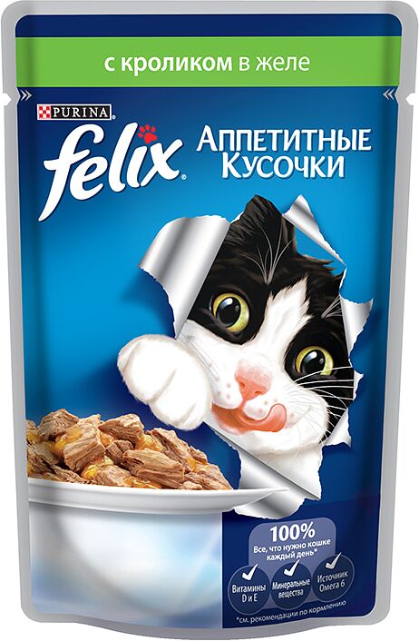Корм для кошек "Purina Felix" 85г желе с кроликом