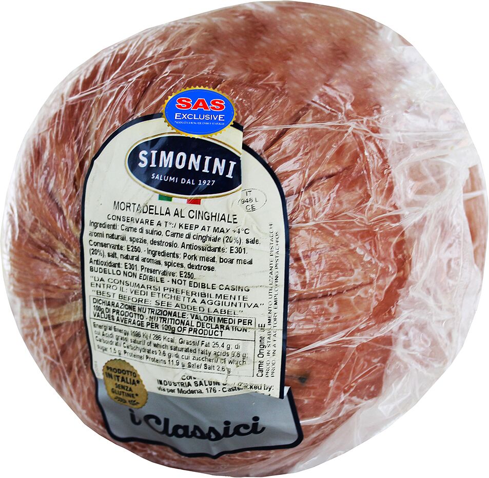 Boiled sausage "Simonini Mortadella Cinghiale"
