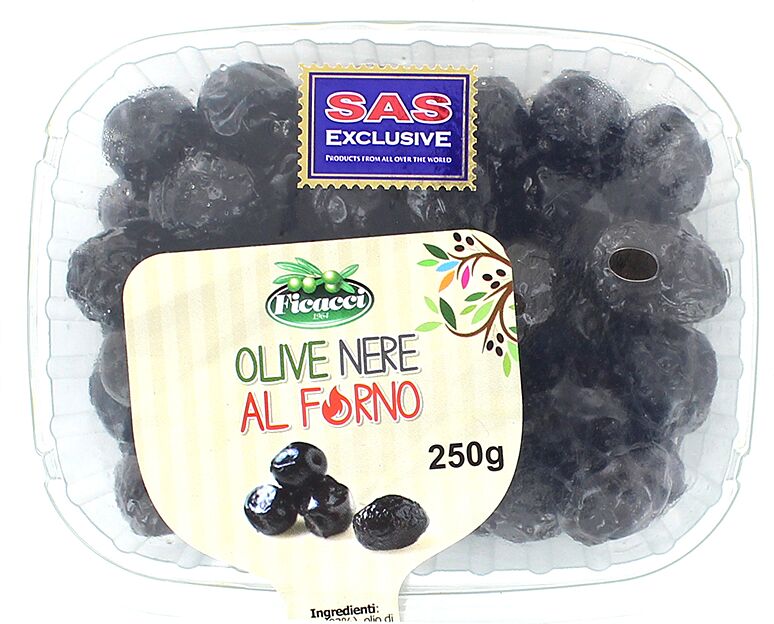 Оливки черные с косточкой "Ficacci Al Forno" 250г