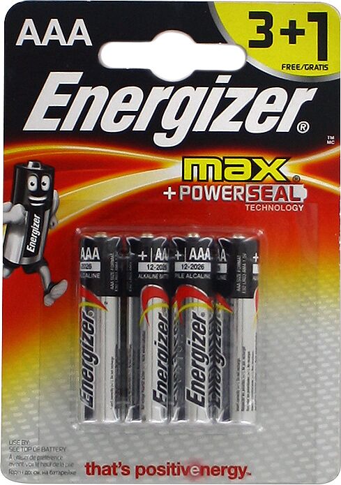 Элемент питания "Energizer MAX +Power Seal AAA" 4шт