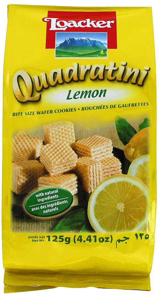 Вафли с начинкой лимона "Loacker Quadratini Lemon" 125г