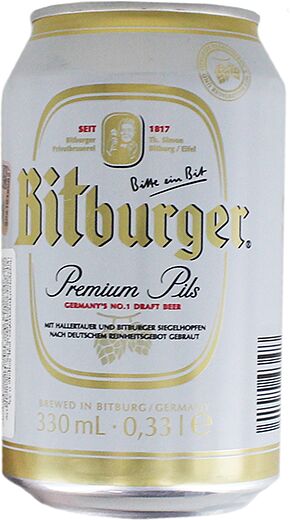 Пиво  "Bitburger  Premiu" алк. 4,8% 0.33л 