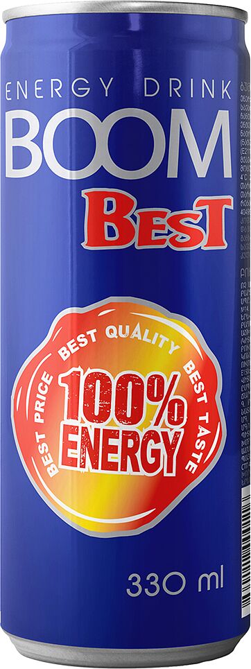 Carbonated energy drink "Boom Best" 330ml