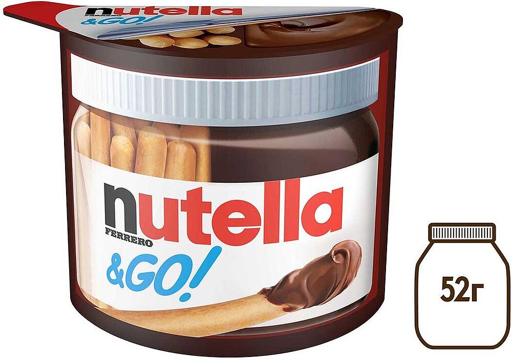 Շոկոլադե-ընկուզային մածուկ+ձողիկներ «Nutella & Go» 39գ+19գ 