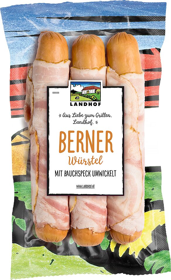 Frankfurters with cheese & bacon "Landhof Berner Wurstel" 300g 