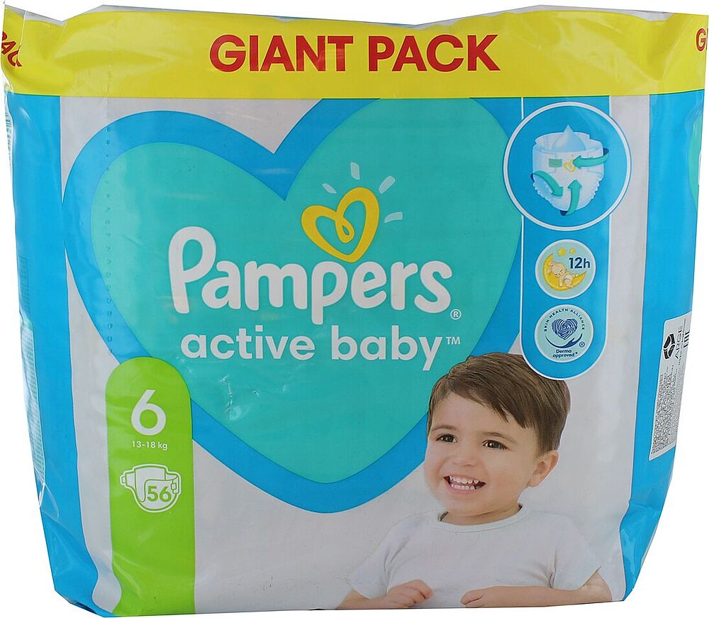 Подгузники "Pampers Active Baby" №6 13-18 кг 56шт.